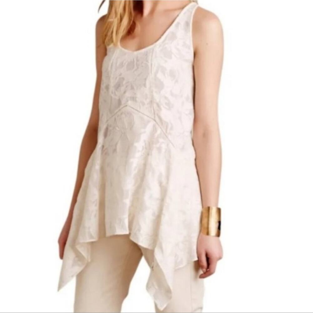 Anthropologie Vanessa Virginia Lacework Top‎ Womens Size Large Boho Sheer Shirt